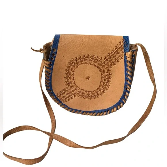 Authentic San Carlos Sonora Mexican  Handcrafted Leather Crossbody Bag Floral - Picture 9 of 12